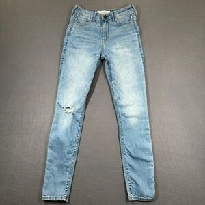 Hollister Jeans Womens 3S (26x28) Light Blue Distressed High Rise Super Skinny